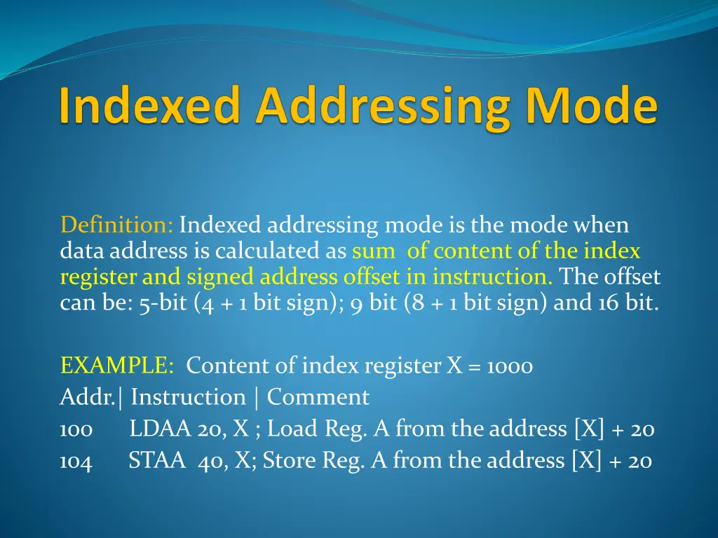 definition indexed addressing mode is the mode