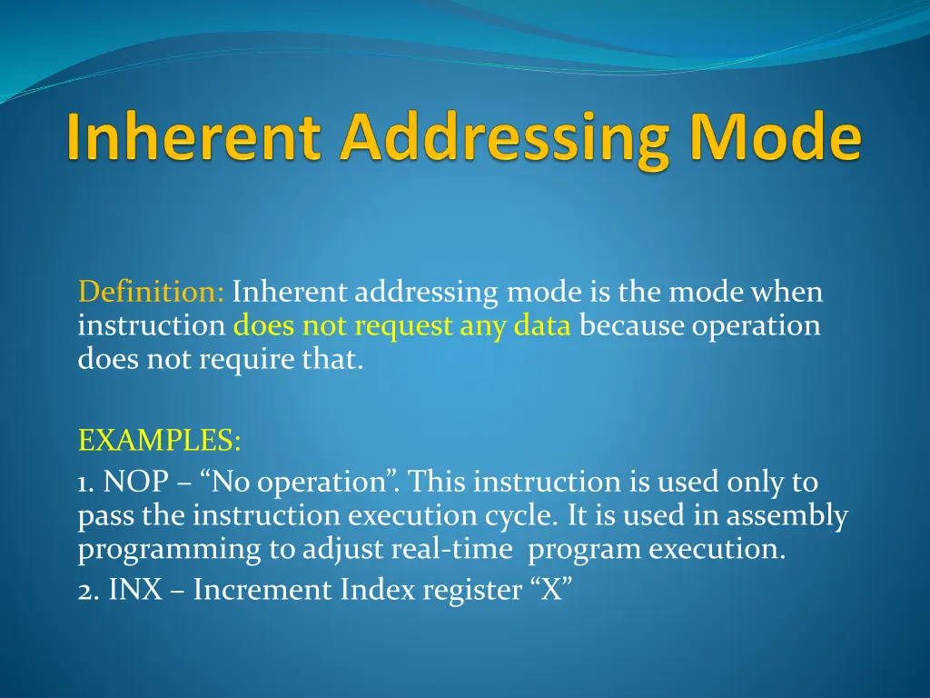 definition inherent addressing mode is the mode