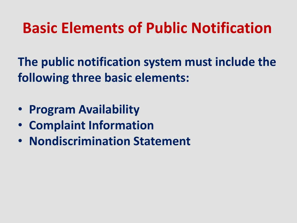 basic elements of public notification