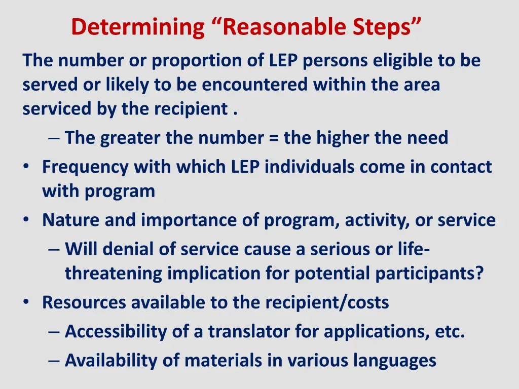 determining reasonable steps the number