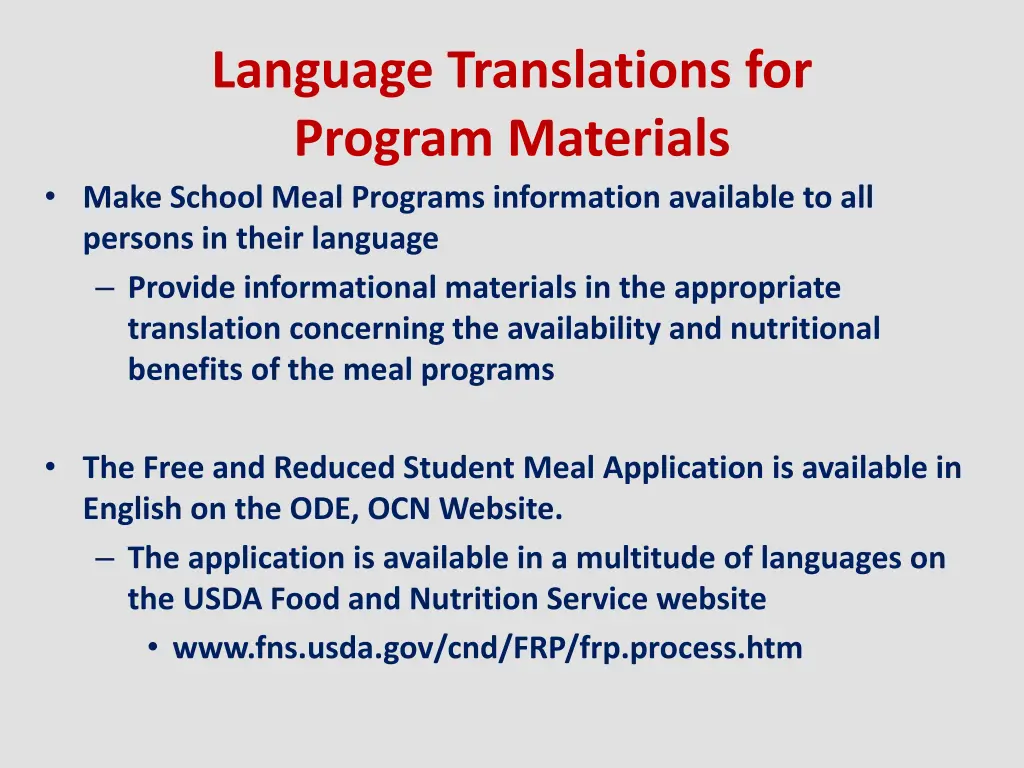 language translations for program materials make