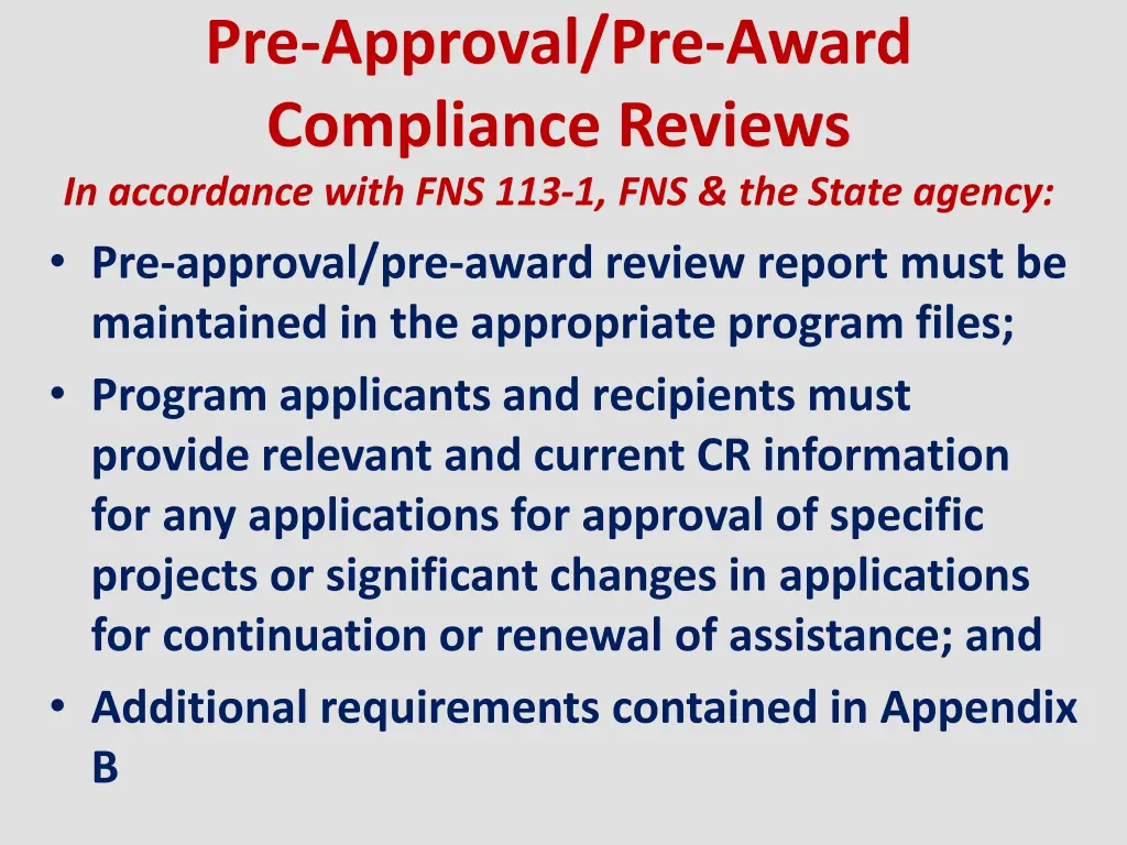 pre approval pre award compliance reviews 1