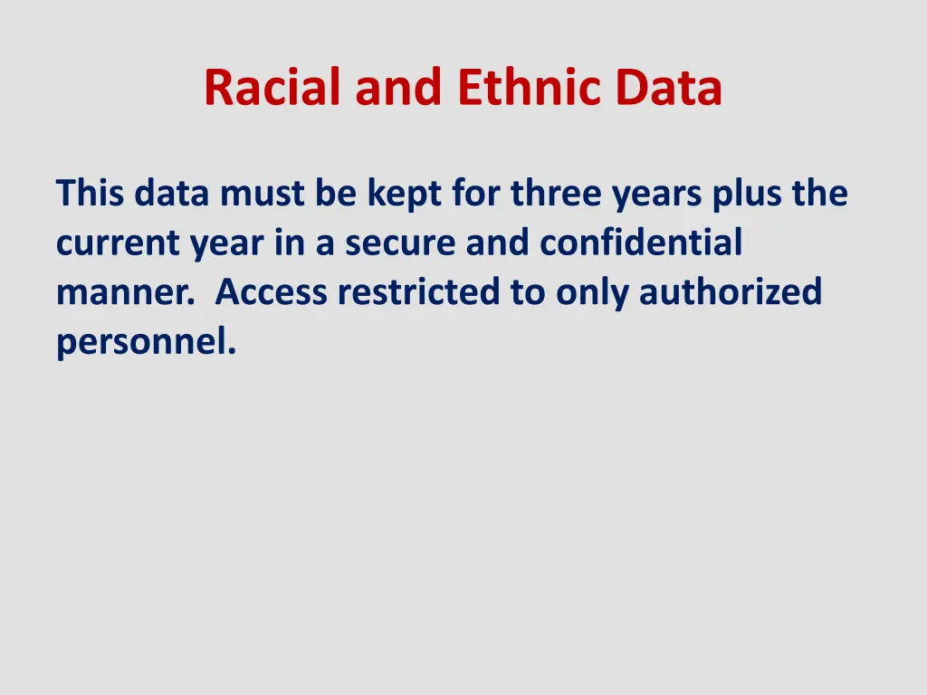 racial and ethnic data