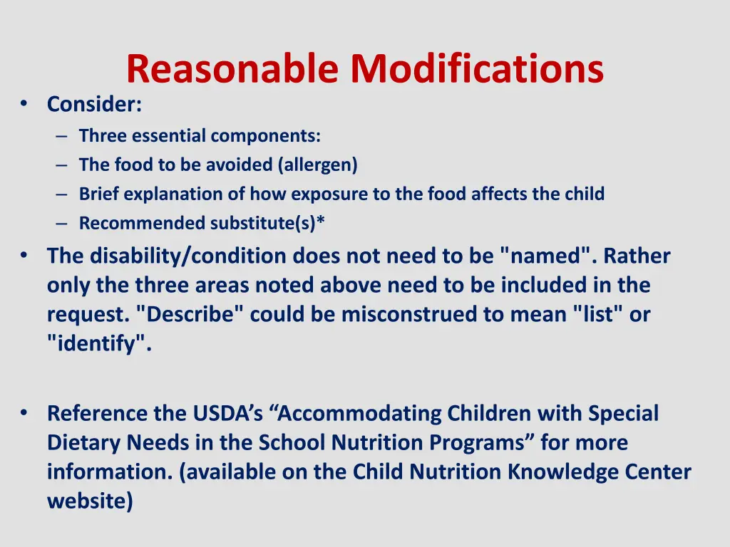 reasonable modifications consider three essential