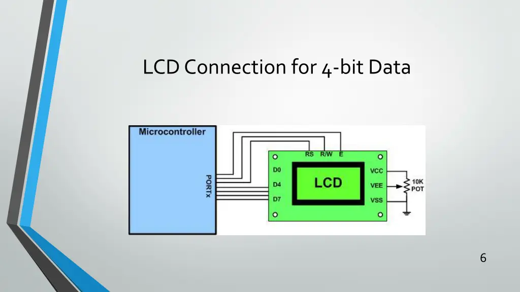 lcd connection for 4 bit data