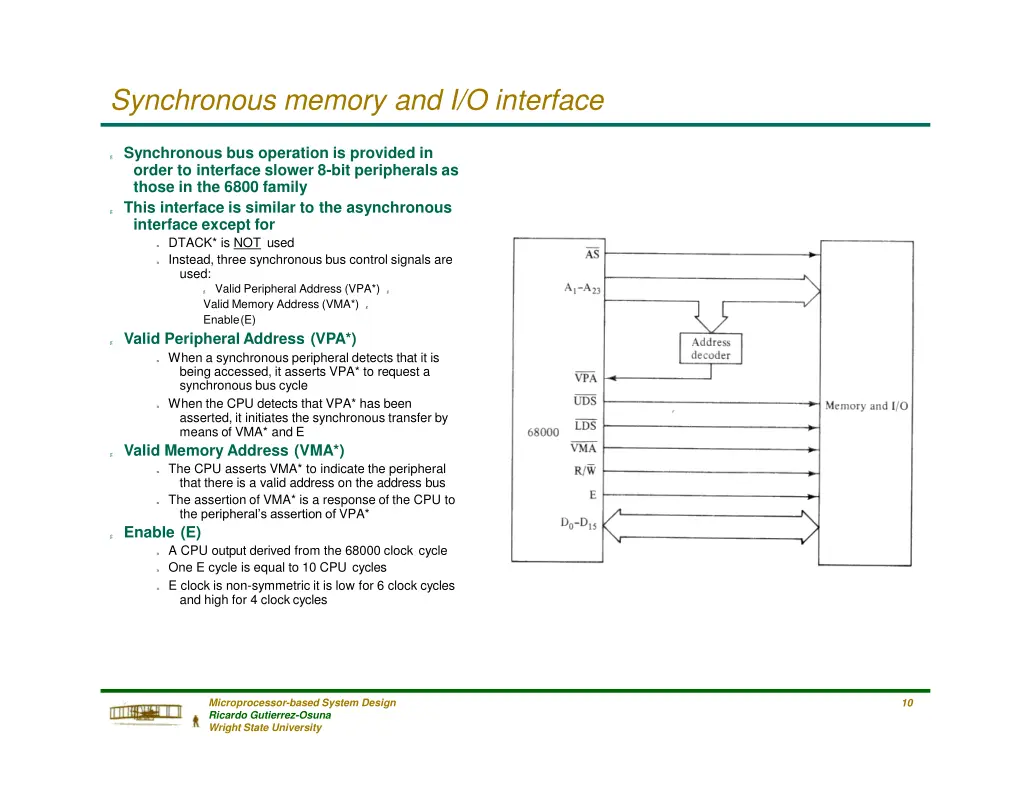 synchronous memory and i o interface