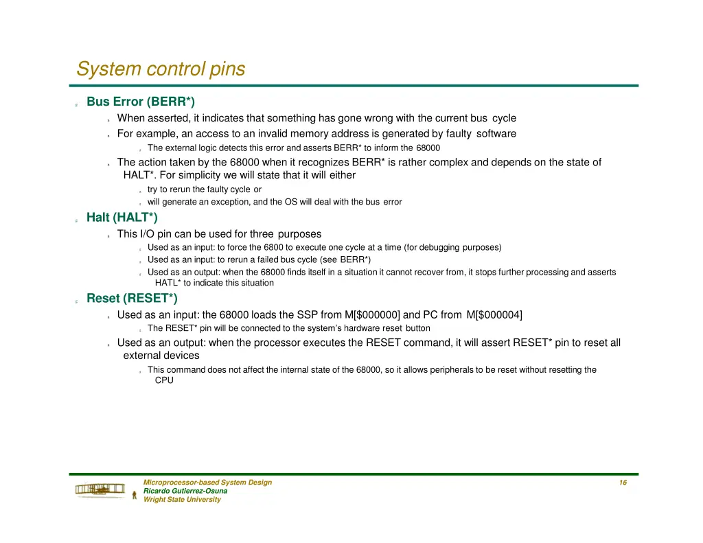 system control pins