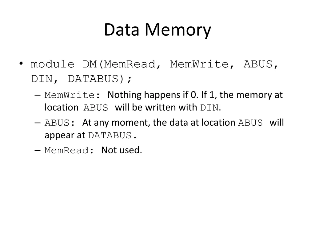 data memory