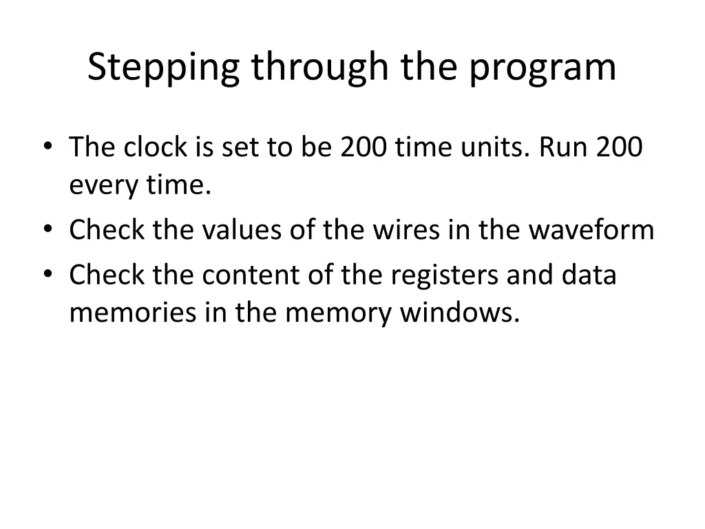stepping through the program