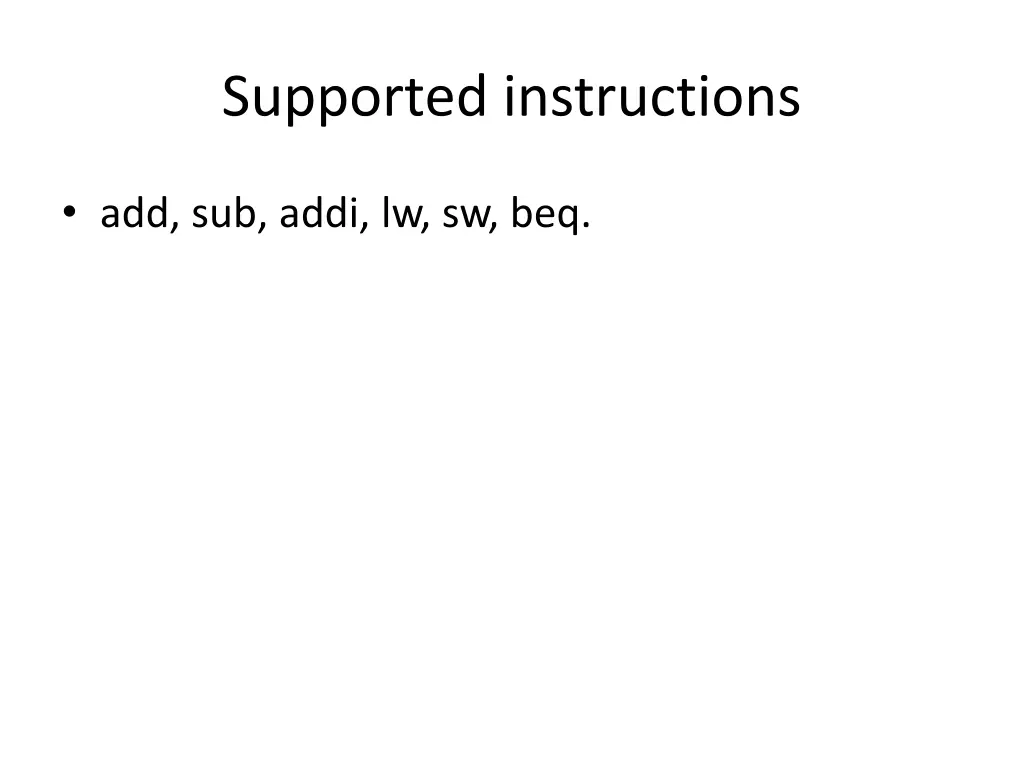 supported instructions