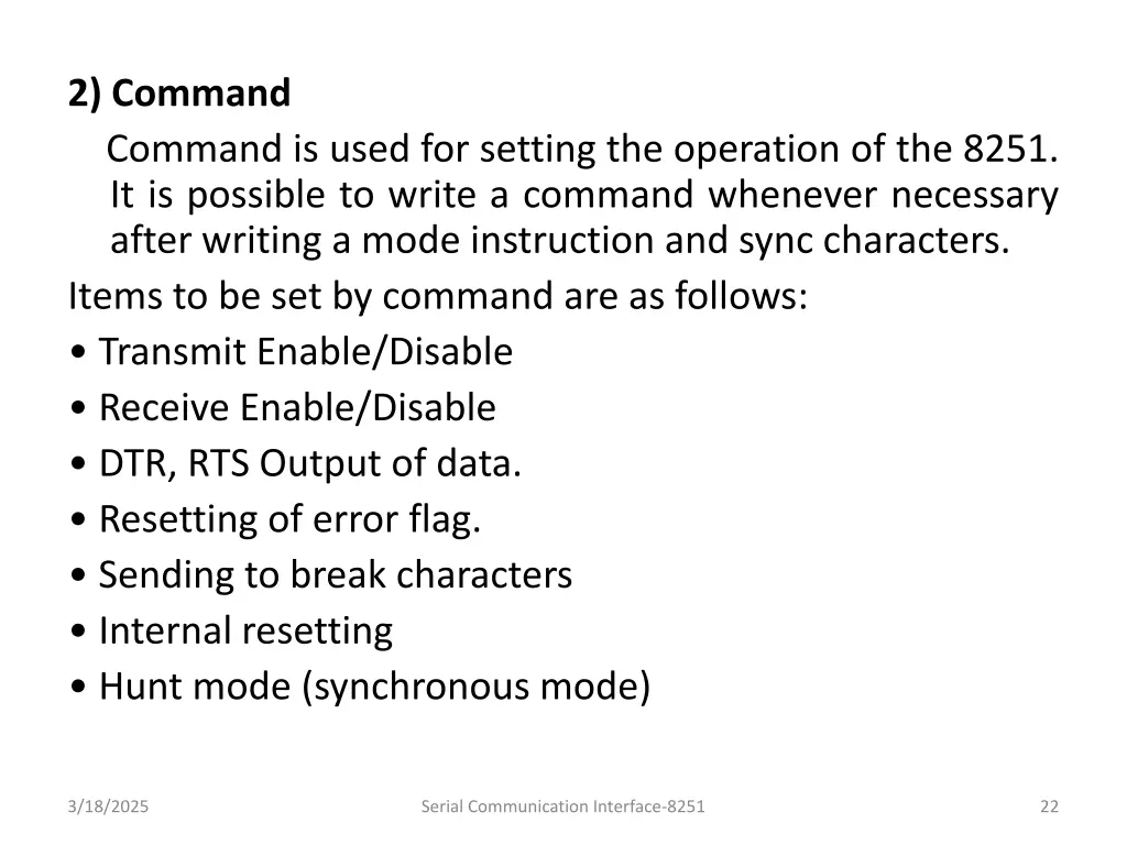 2 command command is used for setting