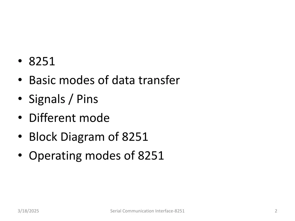 8251 basic modes of data transfer signals pins