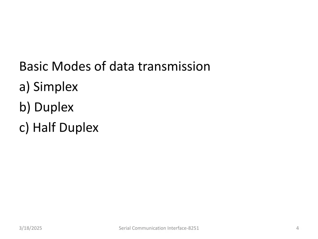 basic modes of data transmission a simplex