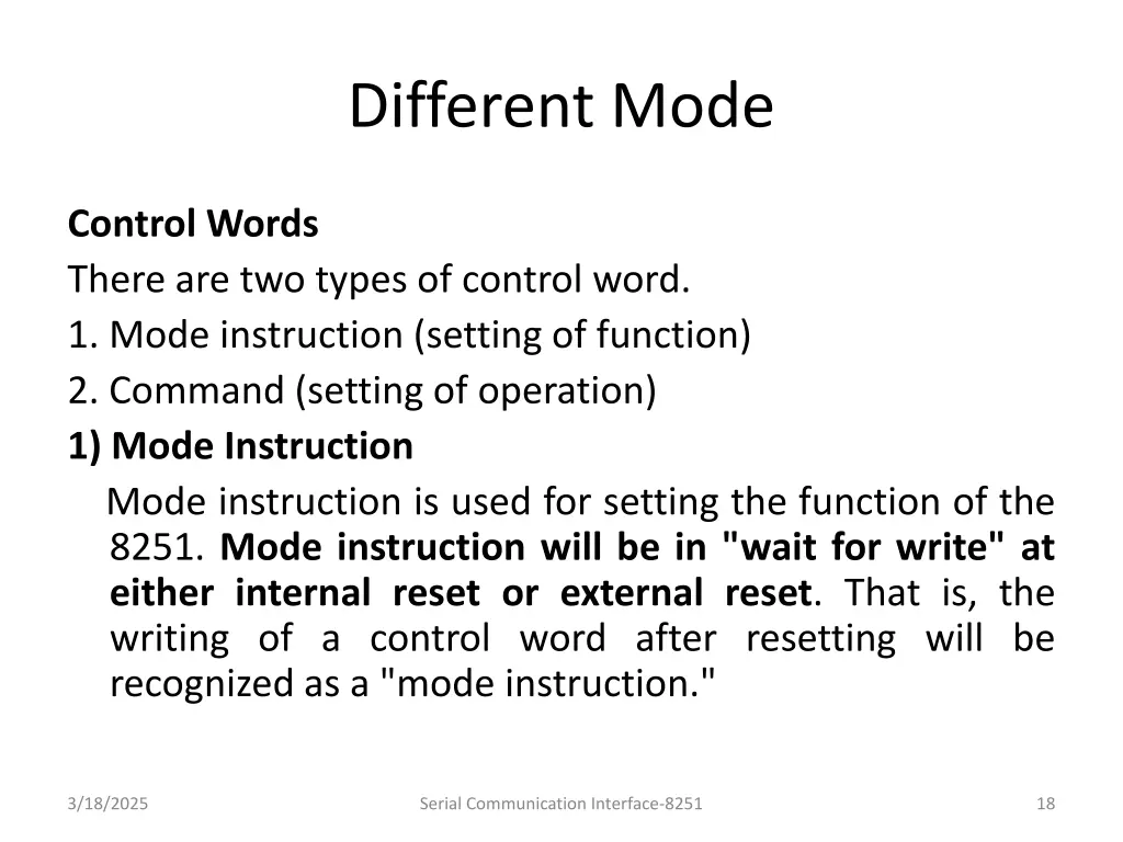 different mode
