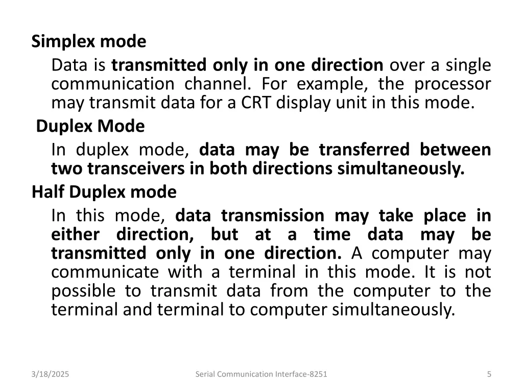 simplex mode data is transmitted only