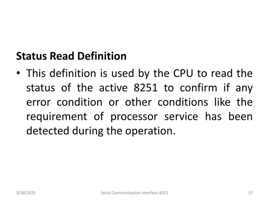status read definition this definition is used