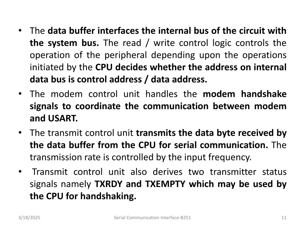 the data buffer interfaces the internal