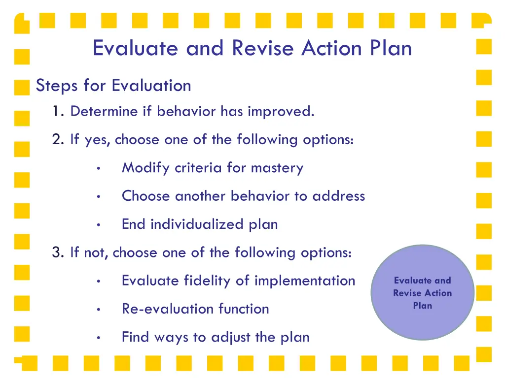 evaluate and revise action plan