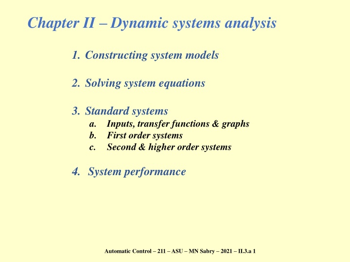 chapter ii dynamic systems analysis