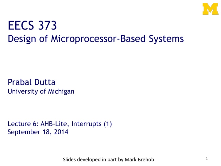 eecs 373 design of microprocessor based systems