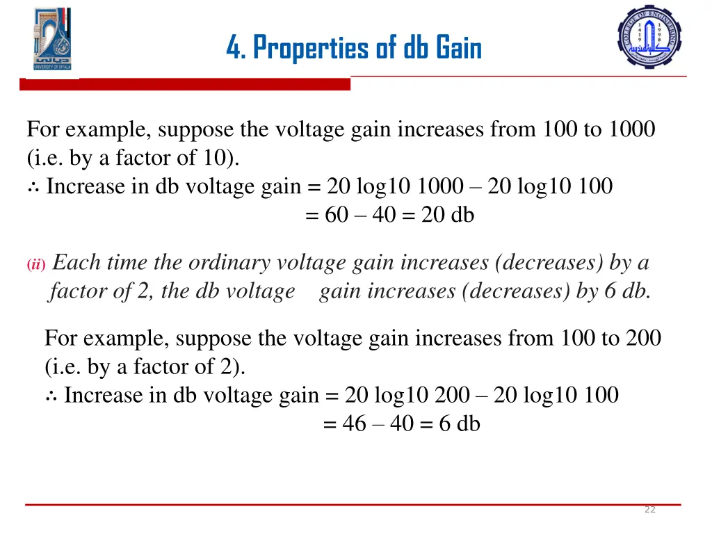 4 properties of db gain 2