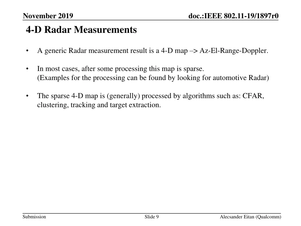 november 2019 4 d radar measurements