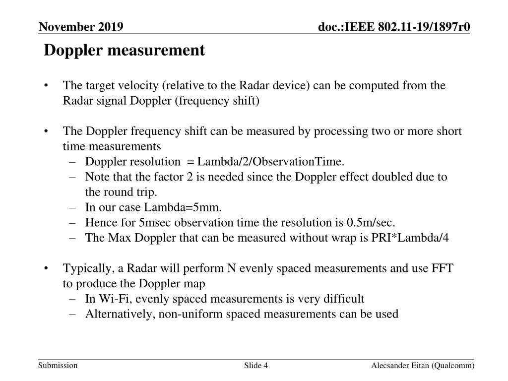 november 2019 doppler measurement
