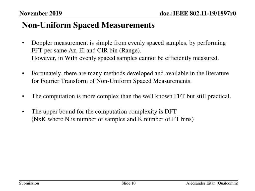 november 2019 non uniform spaced measurements