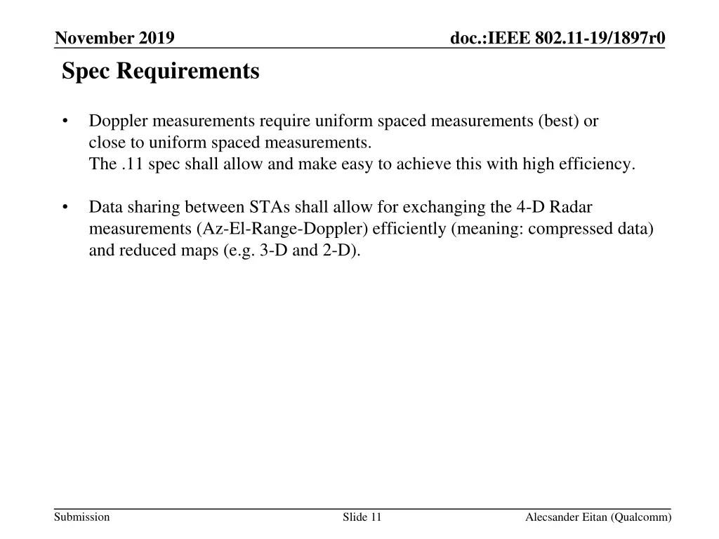 november 2019 spec requirements