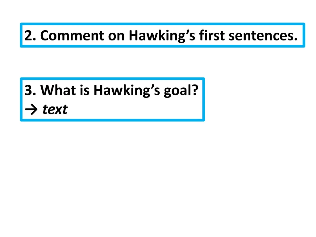 2 comment on hawking s first sentences