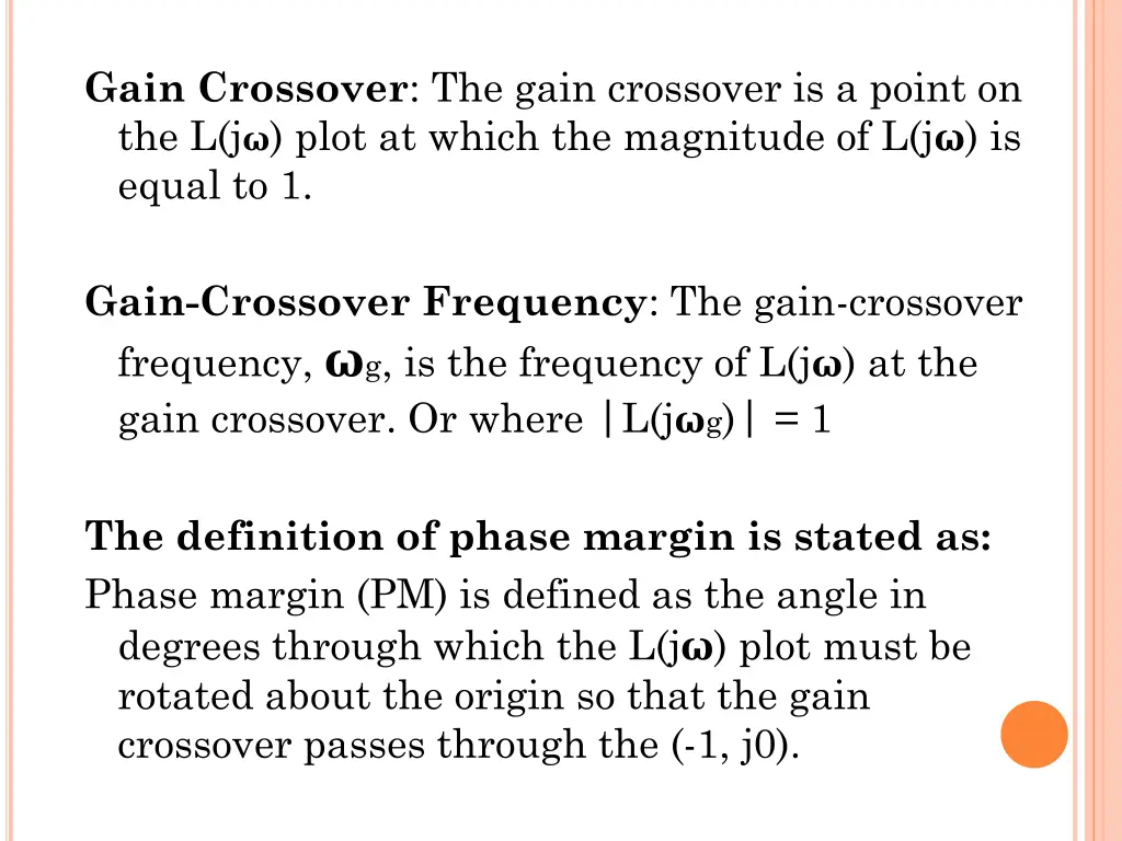 gain crossover the gain crossover is a point