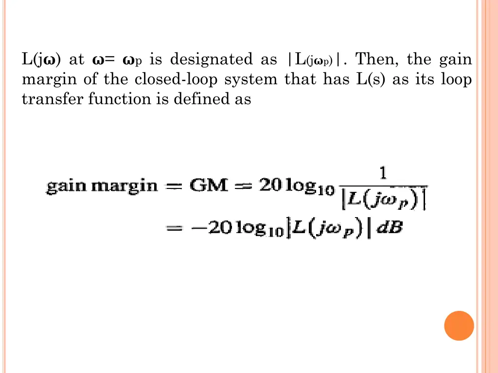 l j at p is designated as l j p then the gain