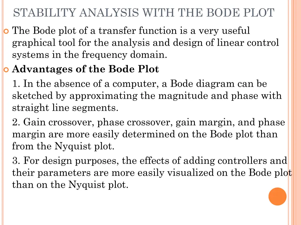 stability analysis with the bode plot