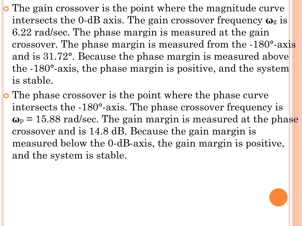 the gain crossover is the point where