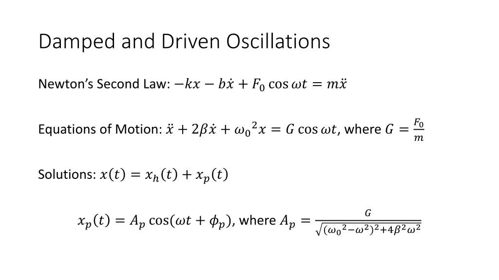 damped and driven oscillations