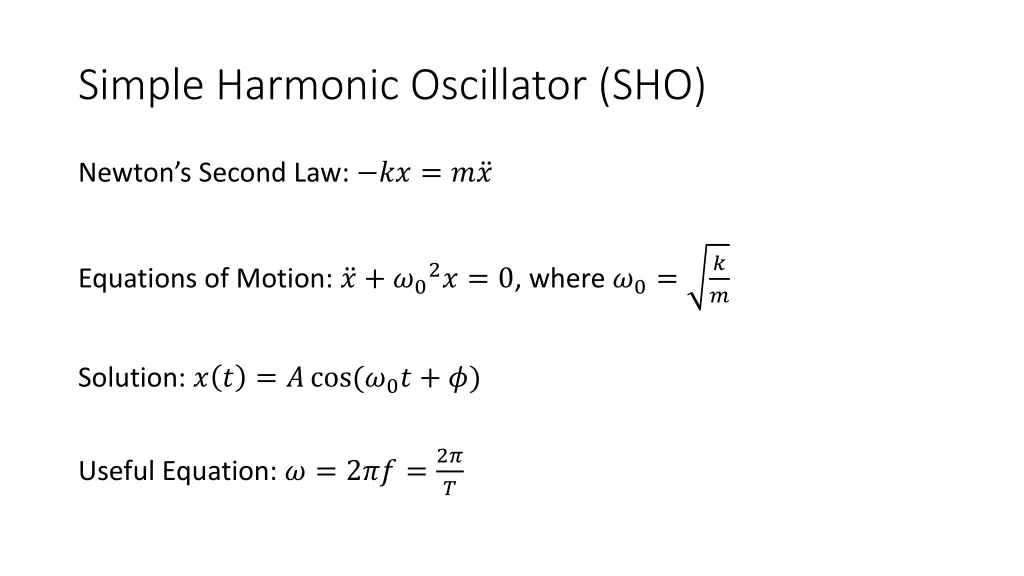 simple harmonic oscillator sho