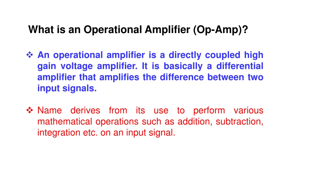 what is an operational amplifier op amp