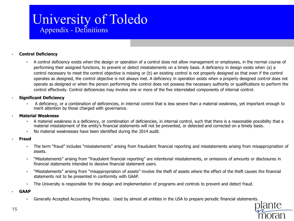 university of toledo appendix definitions