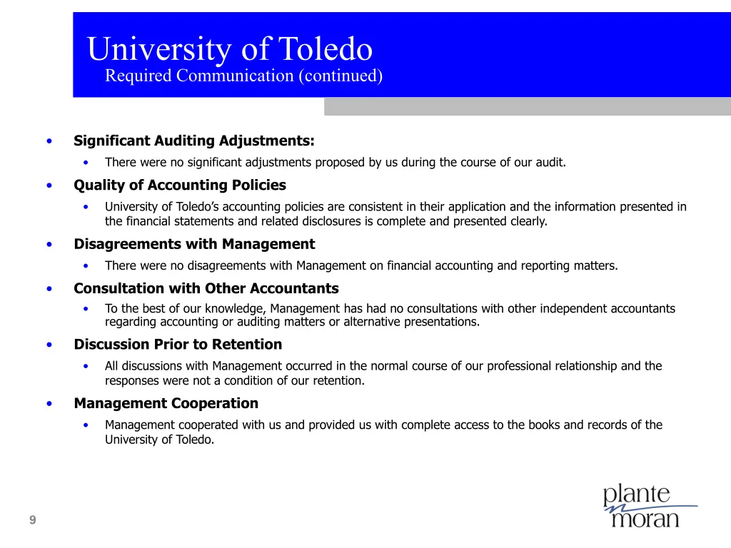 university of toledo required communication