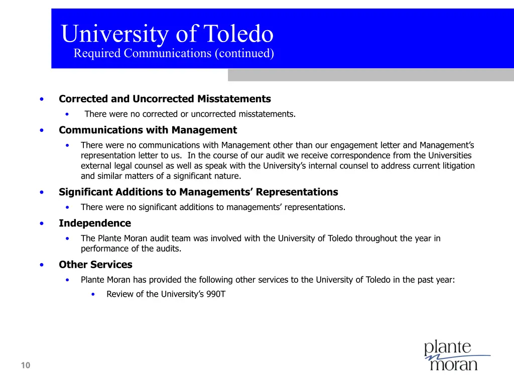 university of toledo required communications 5