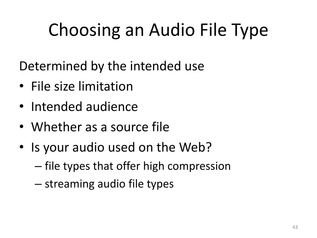 choosing an audio file type