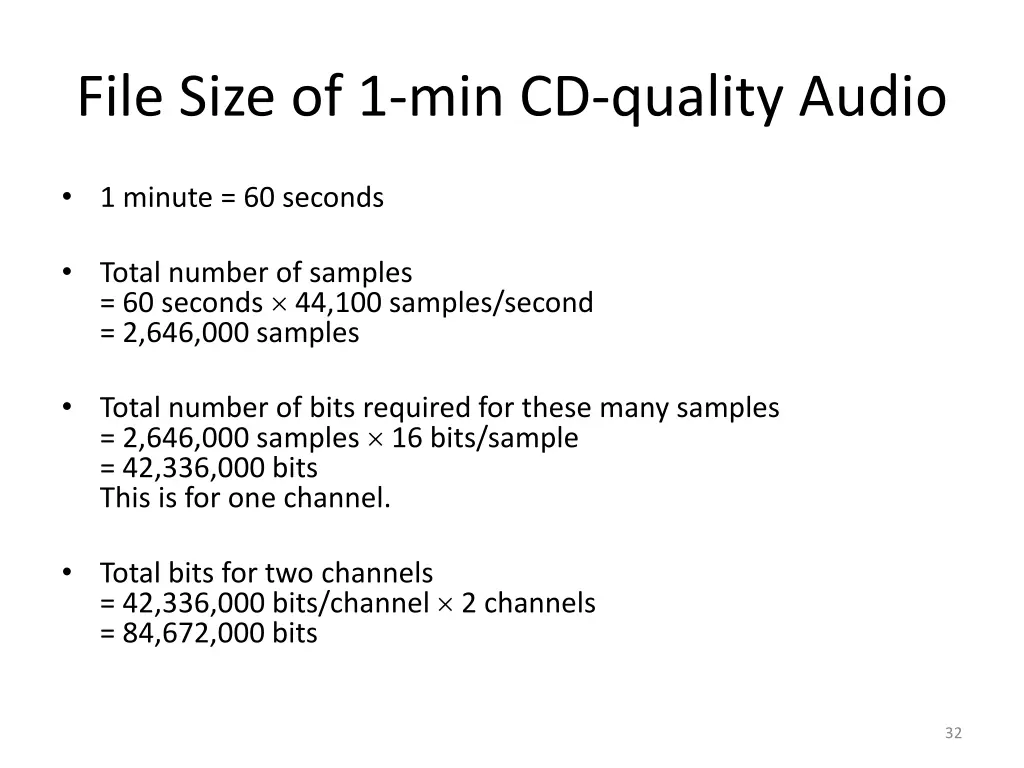 file size of 1 min cd quality audio