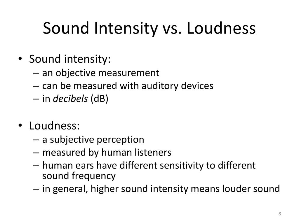 sound intensity vs loudness