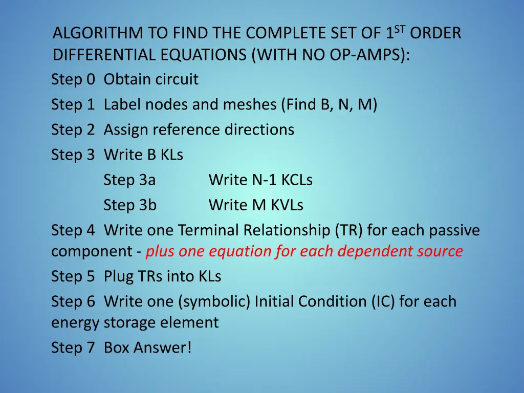 algorithm to find the complete set of 1 st order