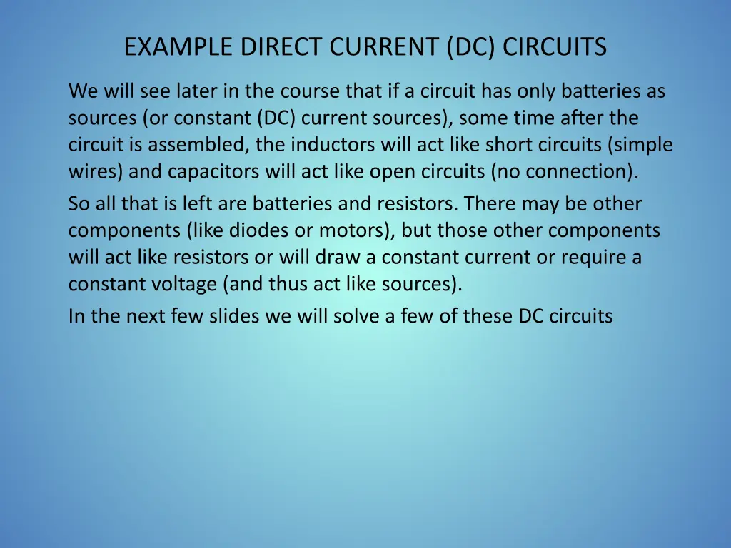 example direct current dc circuits