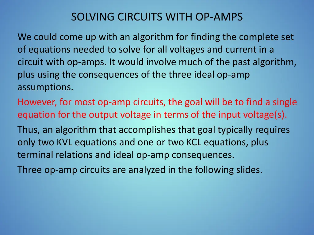 solving circuits with op amps