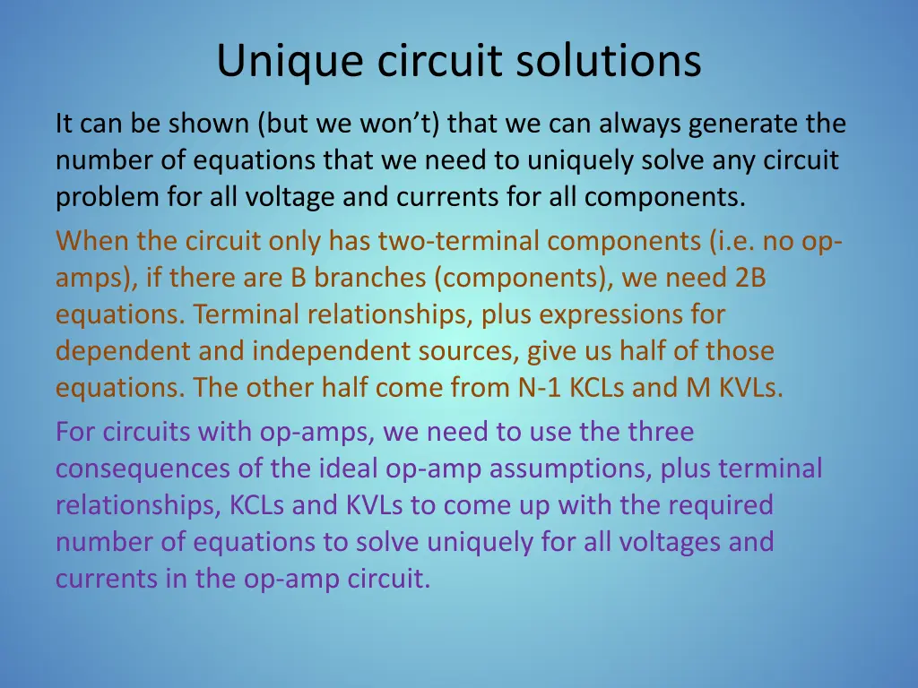 unique circuit solutions