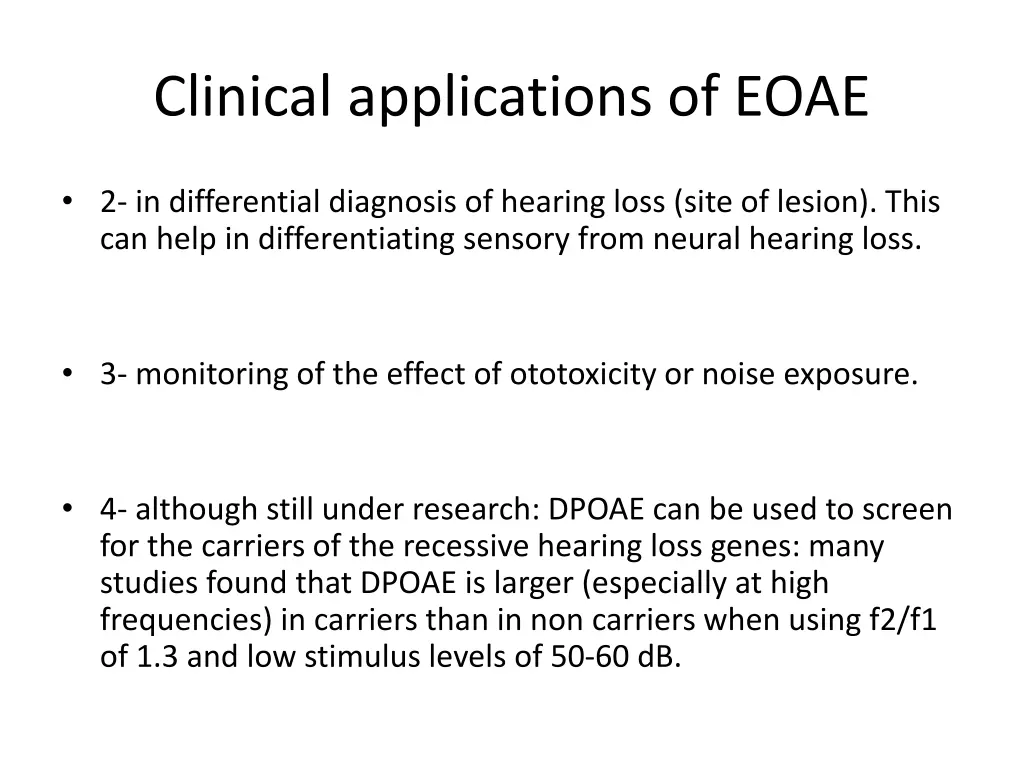 clinical applications of eoae 1