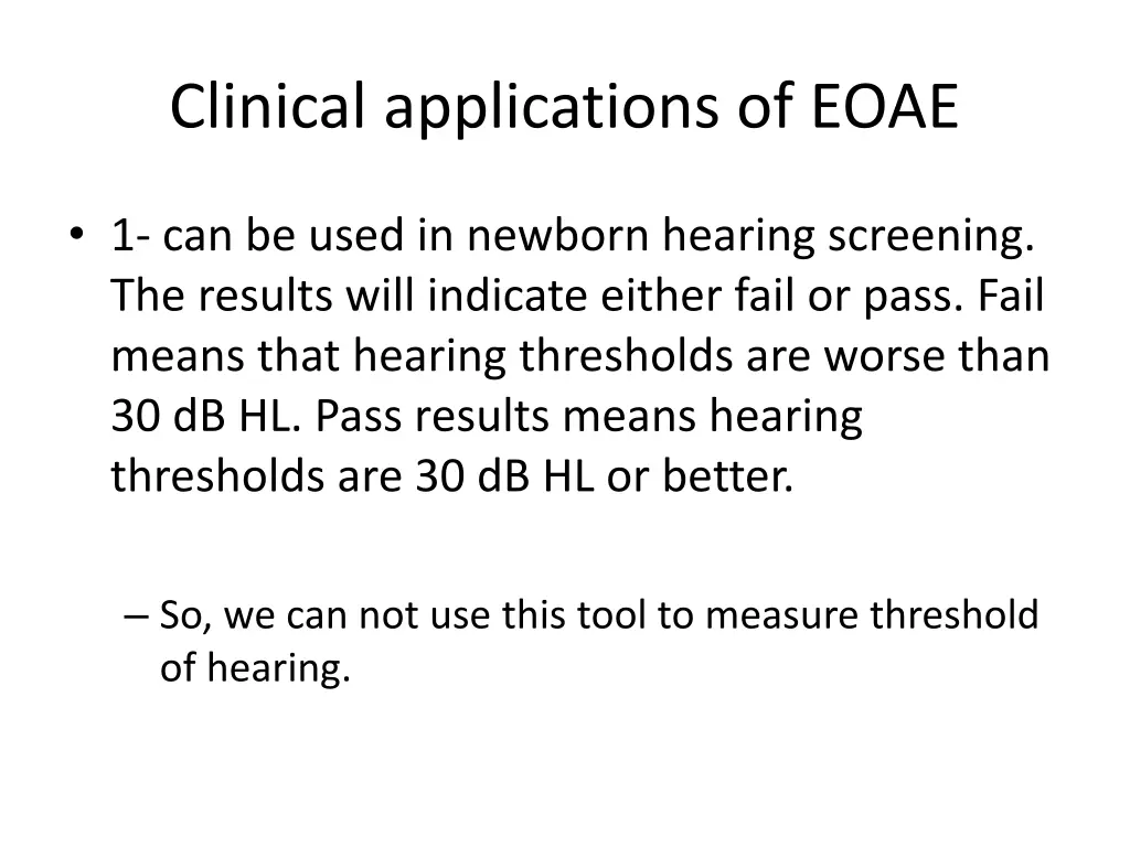 clinical applications of eoae