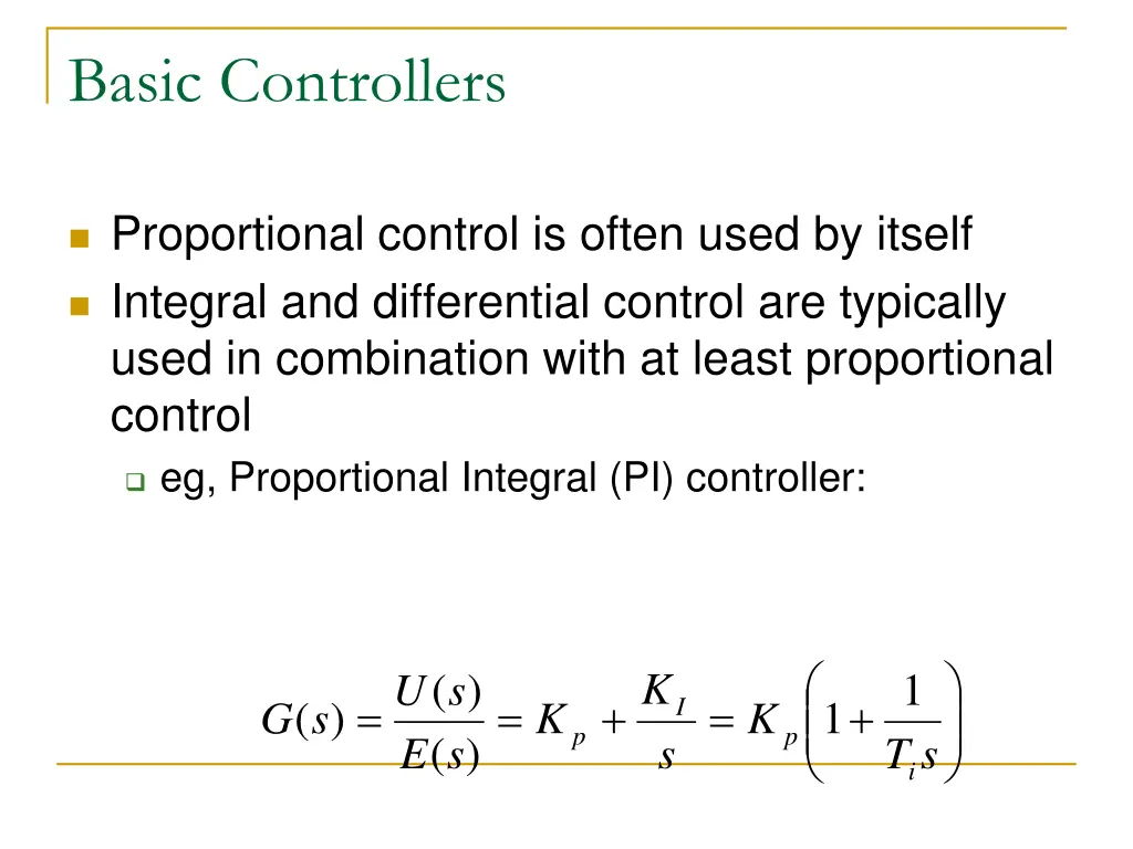 basic controllers